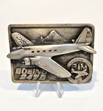 VINTAGE Boeing 247D airplane belt buckle 1985 Museum of Flight numbered 327