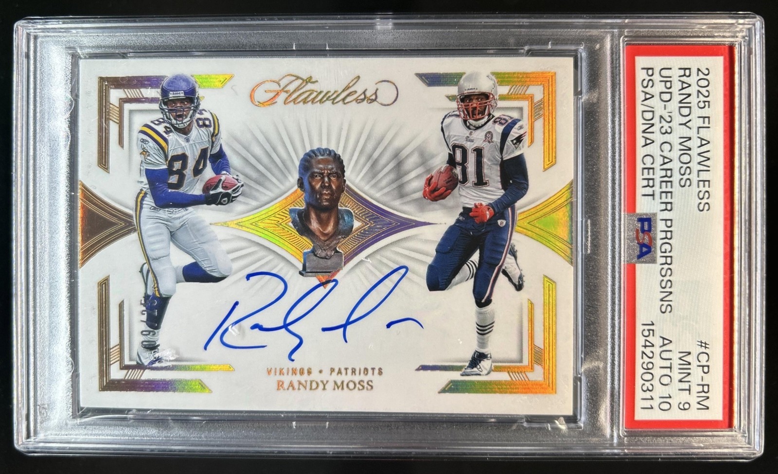 2025 Panini Flawless Randy Moss UPD-23' Career Progressions Auto #/25 PSA 9/10