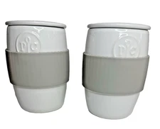 Pampered Chef Egg Poacher Mug Cake Muffins in Microwave Cooker Ceramic Set of 2