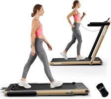 Goplus 2 in 1 Folding Treadmill, 2.25HP Superfit under Desk Electric Treadmill, 