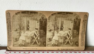 ER MAG SEINE HOSE NICHT 1876 SEPIA LITTLETON STEREOSKOPISCHE SCHÄTZE Stereoview