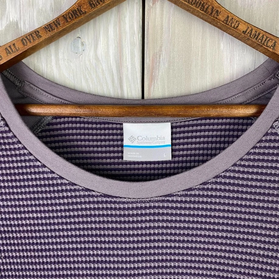 Columbia Mujer Talla L Térmica Crew Manga Larga Camisa Púrpura Azul Marino Cuello Redondo Foto 3 de 4