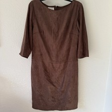 David Warren New York Brown Dress Size 12 Suede Classic Fall Gilmore Girls Vibe