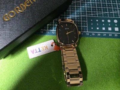 Tonneau Men Watch With Steel Bracelet Quartz - NIB fast ship From Seattle