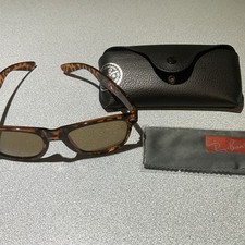 Ray-Ban Wayfarer Tortoise Shell Brown Tinted Lens Sunglasses ITALY W/CASE CLOTH