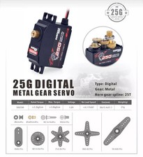 Surpass Hobby Mini Digital Servo 25G Metal Gear  High Torque for RC Cars (UK)
