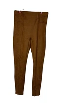 Spanx Women's Leggings Velour Faux Suede Ankle Pull On Stretch Brown Sz. Medium