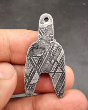 17g Aletai Iron Meteorite Slice carving Ancient Coins shape pendant necklace