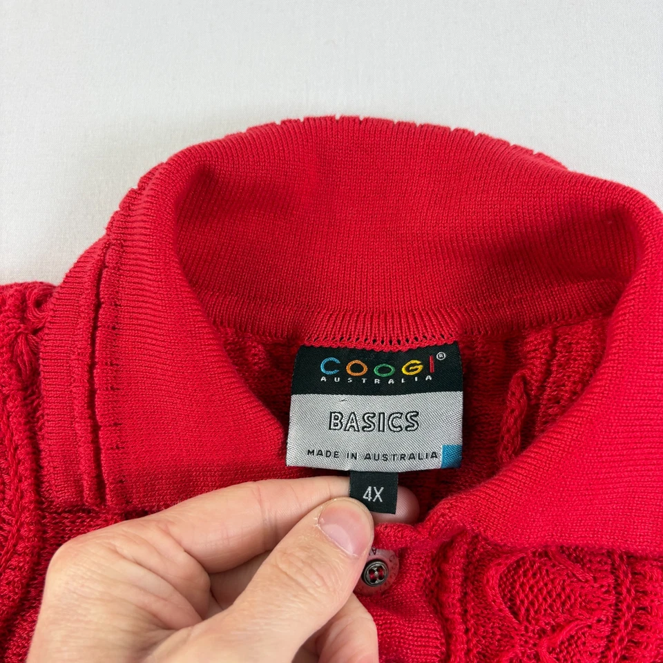 Suéter COOGI De Colección Para Hombres 3XL Rojo Tejido Manga Corta Algodón Hip Hop Abuelo Foto 3 de 4