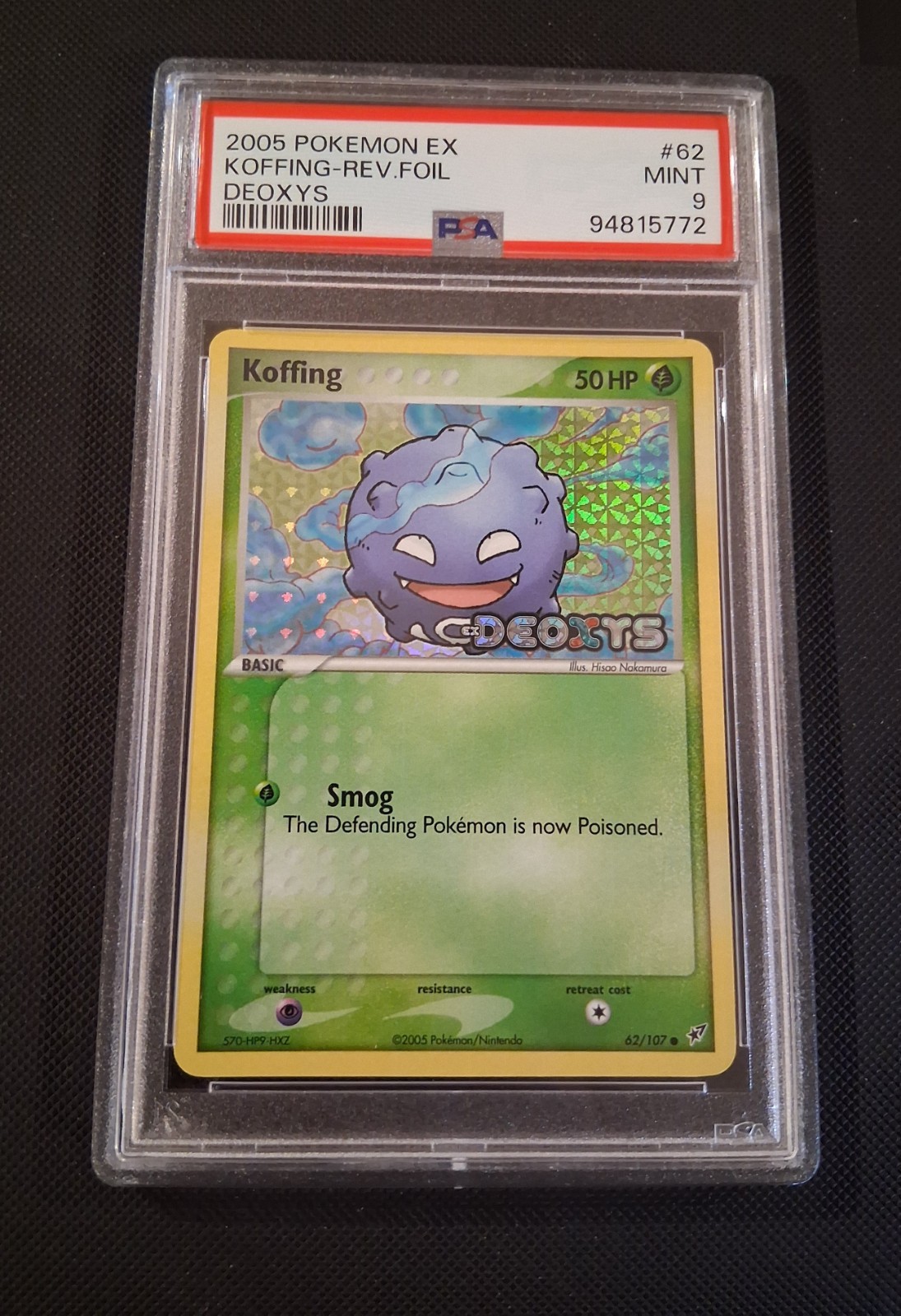 KOFFING REVERSE FOIL 2005 POKEMON EX DEOXYS #62 PSA 9