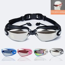 Swimming Goggles Adults Swim Glasses with Earplug Men Women Anti-fog Waterproof