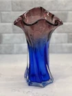 Vintage Mid-Century Art Glass Vase 10” Purple- Blue Hand Blown Murano Style Vase