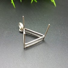 925 Sterling Silver Trillion 10mm Pendant Setting DIY Jewelry Supplies