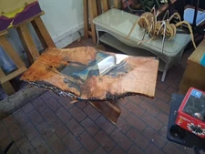 Epoxy Resin Coffee Table - Unique Live Edge Wood with River Design