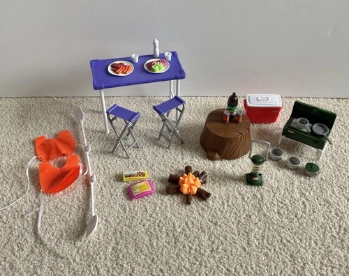 Vintage 2001 Barbie Campin' Playset, Coleman Camping Gear Mattel~ Incomplete