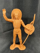 Vintage 1964 LOUIS MARX CO. Indian Chief Figure Spear Shield Plastic 6"