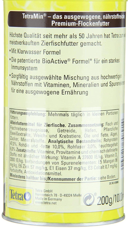 TetraMin Flakes Hauptfutter Zierfische Flockenform BioActive Formel Dose 1 Liter - Bild 2 von 4