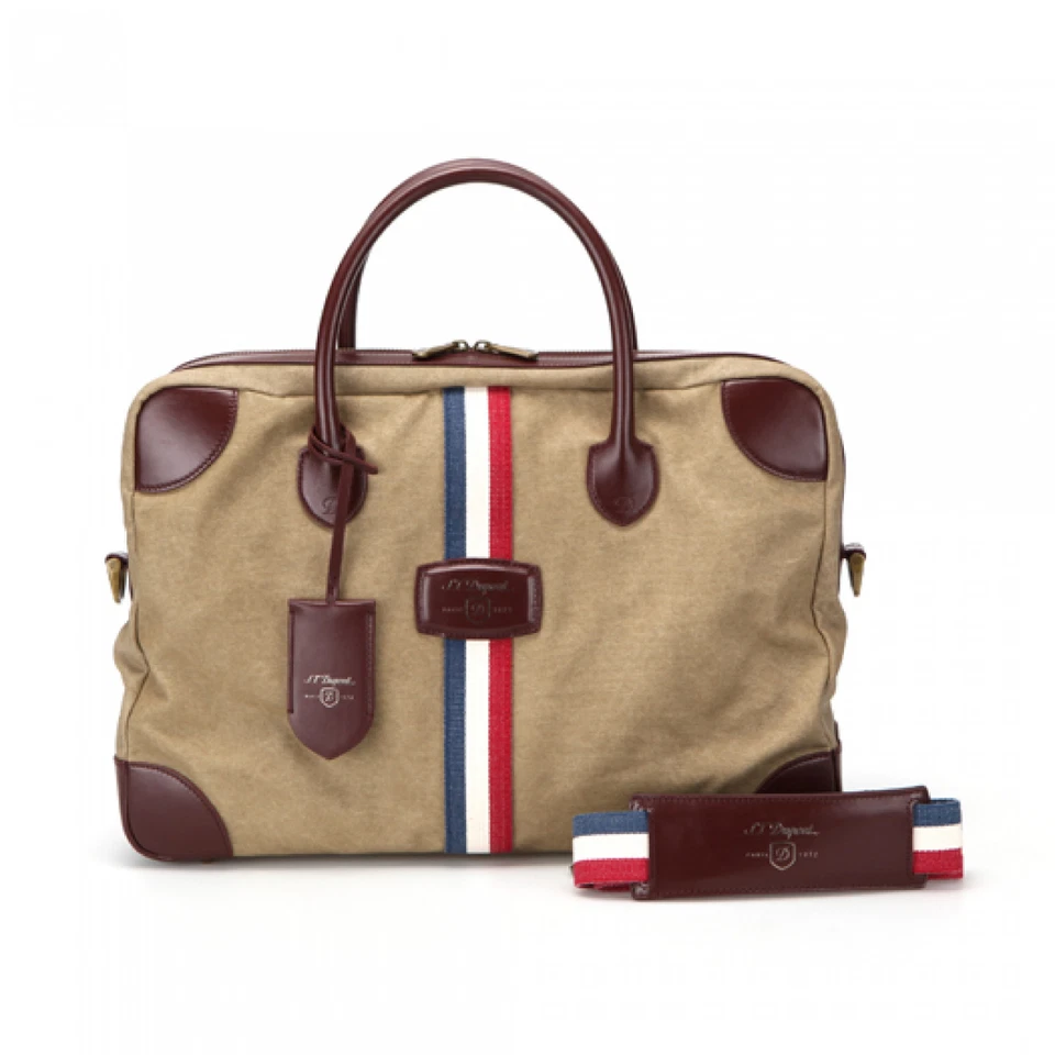 S.T. Dupont Iconic Beige Canvas & Brown Leather Document Bag, 191302, New In Box - Image 4 of 4