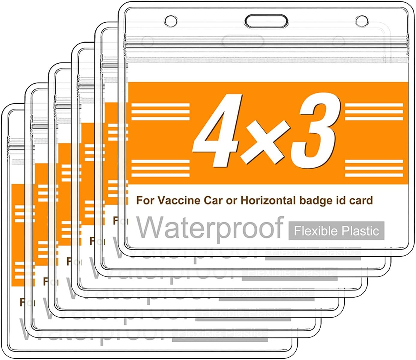 6 Pack WATERPROOF Vaccination Card Holder Record 4 x 3 Protector vaccine cdc ID