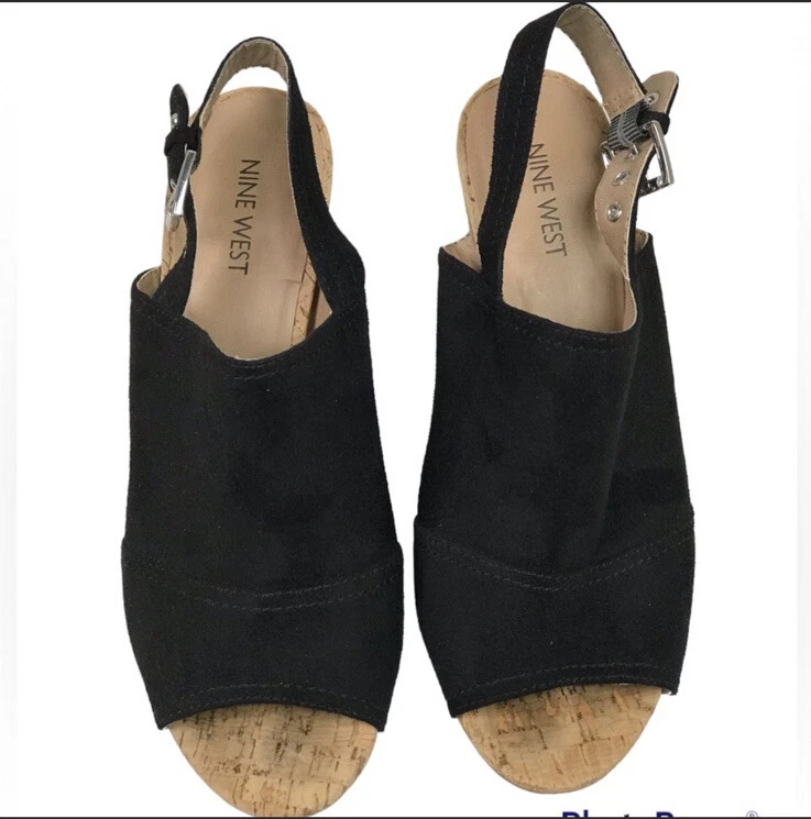 Women's Nine West Booties Black Open Toe Chic Sandals Size 8.5 - Image 2 of 4