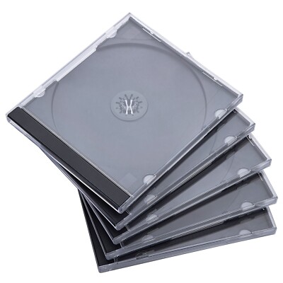50 CD DVD 10.4mm Standard Single Jewel Case Box Black Removable Tray