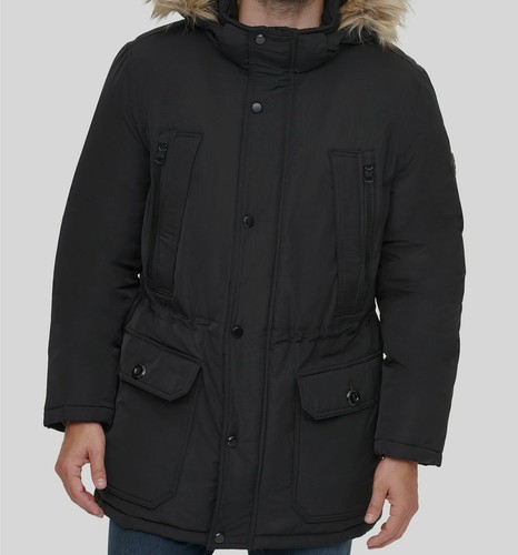 $399 Calvin Klein Men's Black Faux-Fur 