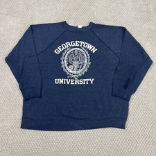 Vtg 70s Georgetown University Sweatshirt Size Large USA Made Distressed Navy