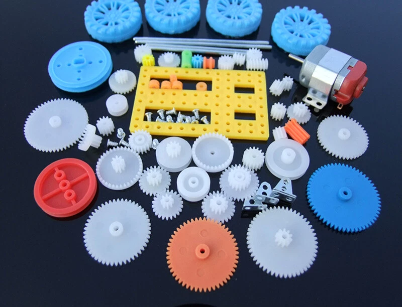 77pcs Plastic Gear Gearbox 130 DC Motor DIY Wheel Drive Car Robot Belt Pulley - Image 4 of 4