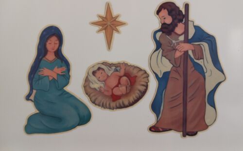 Vintage Weihnachten magnetische Krippe - Maria Joseff Jesus Stern von Bethlehem 11"  - Bild 1 von 6