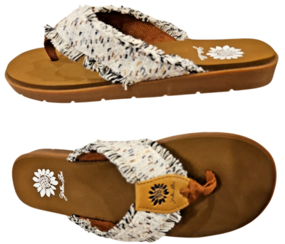 Yellowbox Flip Flop Womens 7.5 Tan Beige Multi Sandal 63236 Fiditi