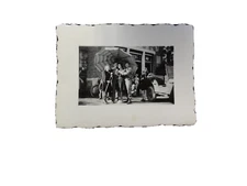 Vintage Photo Early 1940's-50's Soldier Men with their Girls and Jeep Tiny Photo