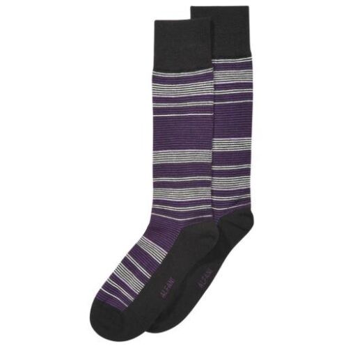 Alfani Mens AlfaTech Purple Black Seamless Moisture Wicking Long Socks Sz 10-13 - 第 1/2 張圖片