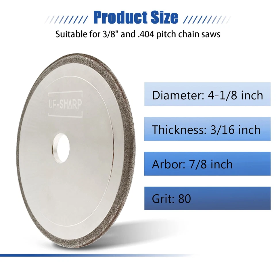 CBN Chainsaw Grinding Wheel 4-1/8" Dia X 3/16" Thick for 3/8" and .404 Pitch - Image 2 of 4