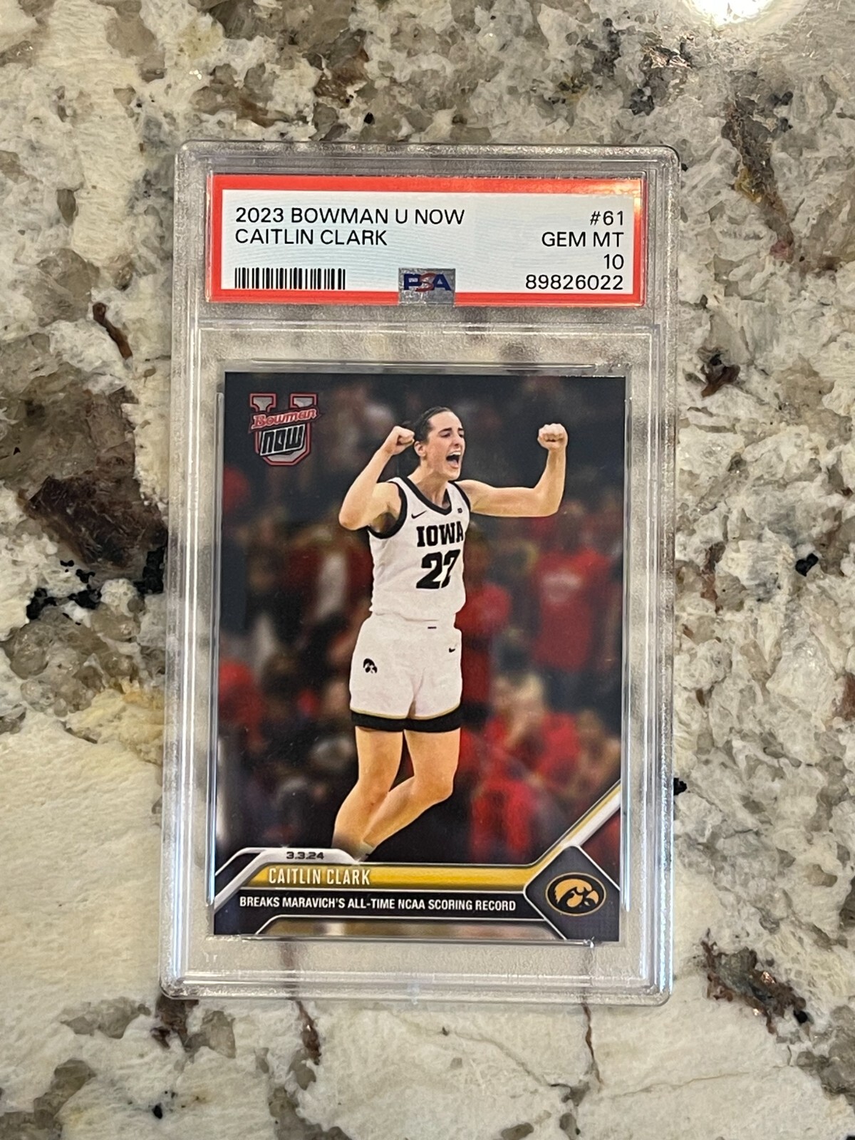 2023 Bowman U Now Caitlin Clark #61 Breaks Maravich's Record PSA 10