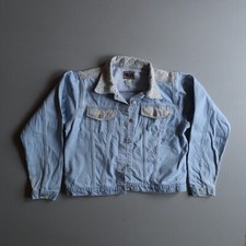 Vintage 80s 90s Denim Jean Jacket Lace Womens Large