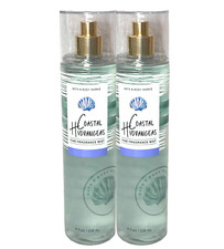 2 BATH  BODY WORKS FINE FRAGRANCE MIST BODY SPRAY COASTAL HYDRANGEAS 8 OZ NEW