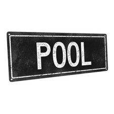 Black Pool Metal Sign; Wall Decor for Porch, Patio, or Deck