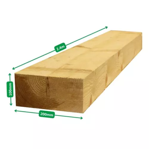 timber railway sleepers 2.4m x 200mm x 100mm 4 pack | tanalised treated softwood image 4
