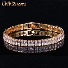 Cubic Zirconia Luxury 18k Yellow Gold Crystal Bracelet for Women Wedding Jewelry