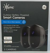 (pack of 2) GE Cync Outdoor Battery Powered Smart Wi-Fi Camera, 2K HD