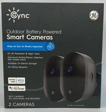 (pack of 2) GE Cync Outdoor Battery Powered Smart Wi-Fi Camera, 2K HD