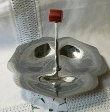 Kitsch Continental Silver Tidbit Tid Bit Server Candy Dish RED Bakelite Knob MCM