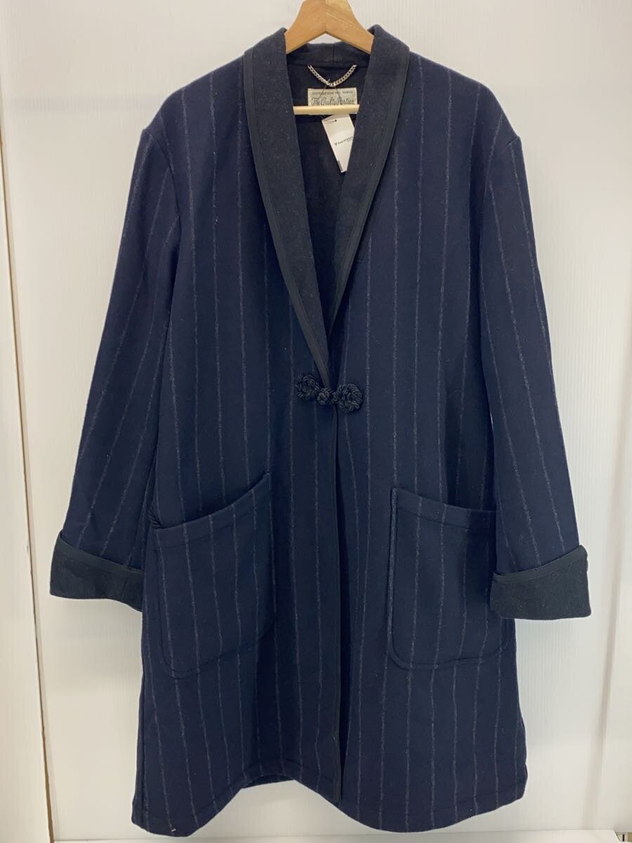 Wacko Maria Long Coat L Wool Nvy Stripe Striped Smoking Jacket 
