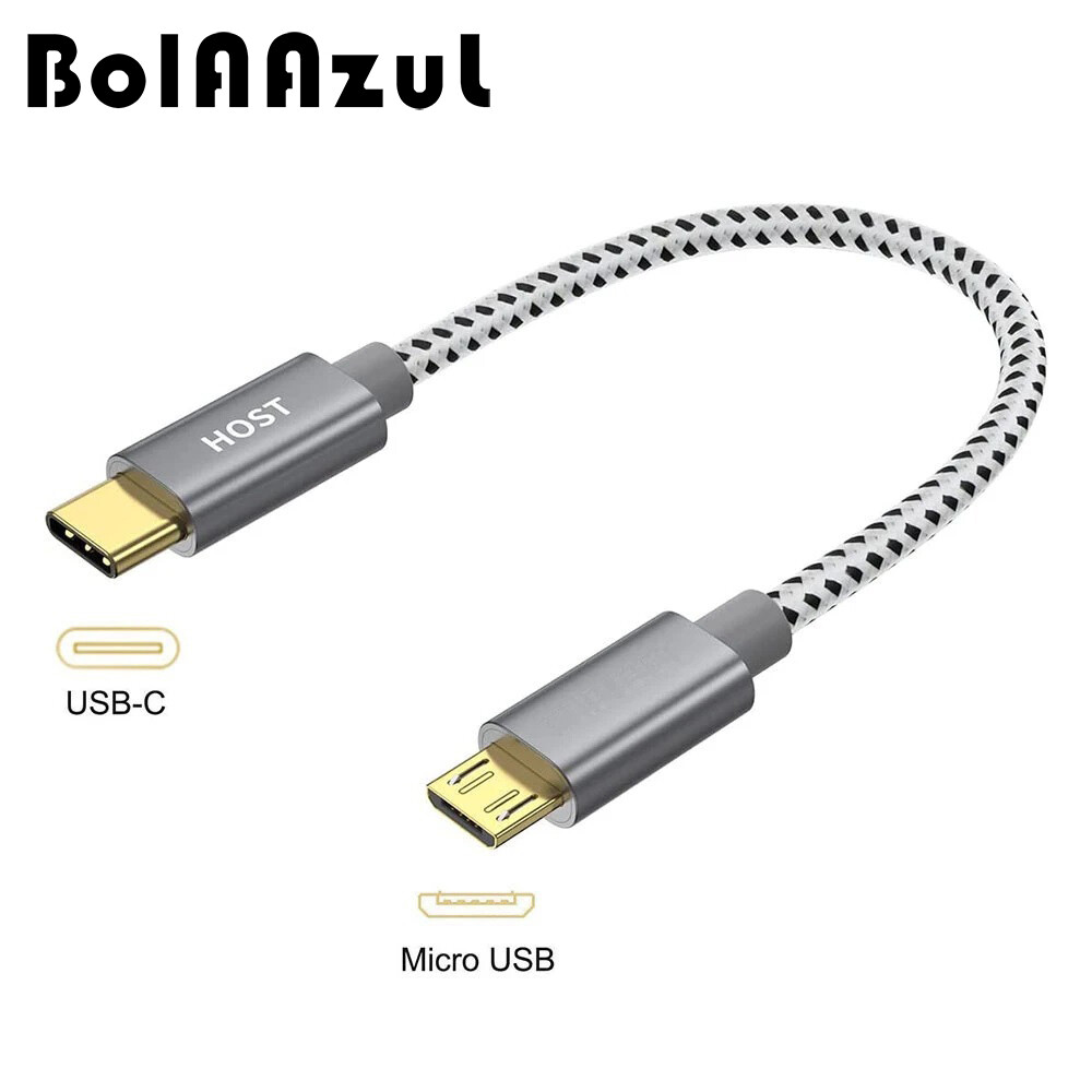 Short Type C USBC To Micro USB Cable 20cm OTG Sync Data Charger Cord