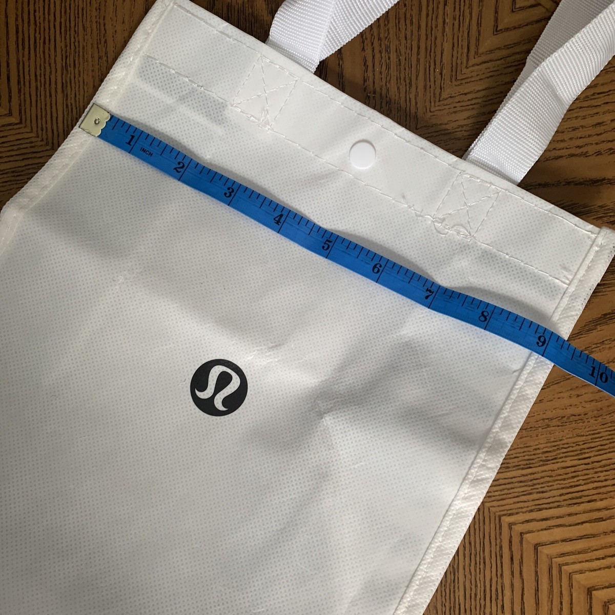 Lululemon Small Reusable Shopping Tote Lunch Bag White Black 9”x12”