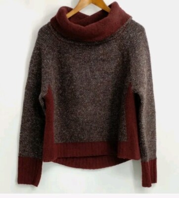 RD Style Women's Sweater  Turtle Neck Pullover Burgundy Marled Medium
