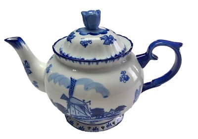 Delftware by Royal Twickel  Holland Windmill Teapot-Hand Painted-Appears NEW