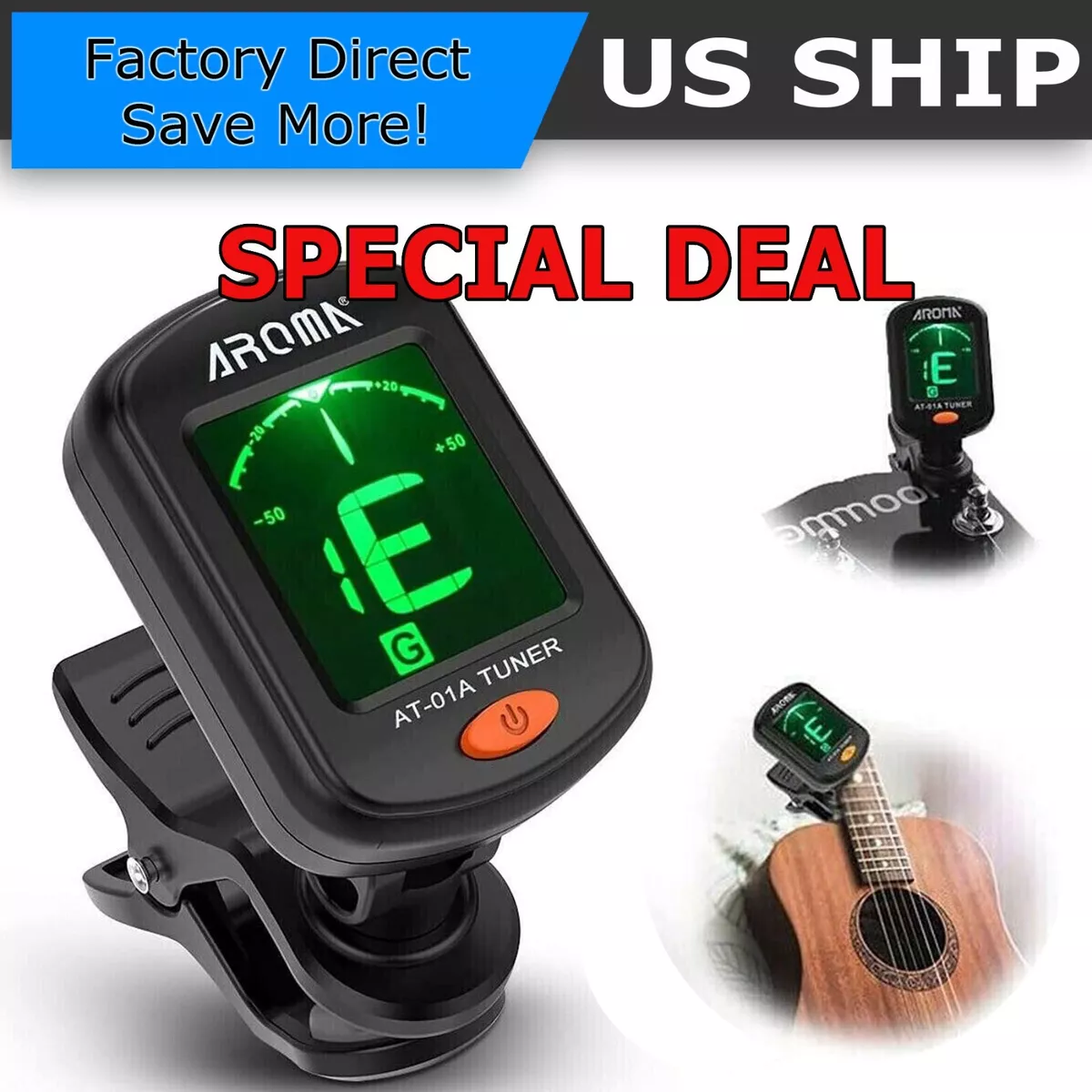 LCD Clip on Chromatic Acoustic Electric Guitar Bass Ukulele Banjo