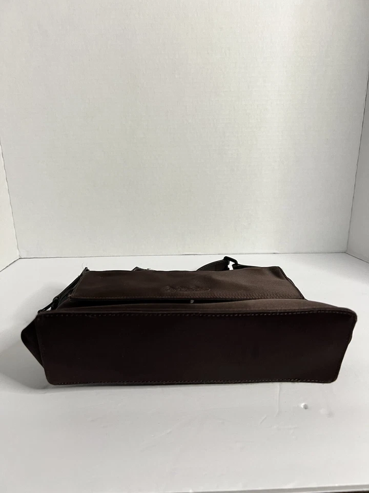 Cartera Paloma Picasso Marrón Satinado Nylon Cadena Cierre a Presión Foto 3 de 4