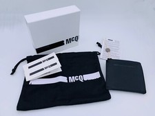 NIB Alexander McQueen Black Leather EMBOSSED McQ Zipped Coin  Card Wallet